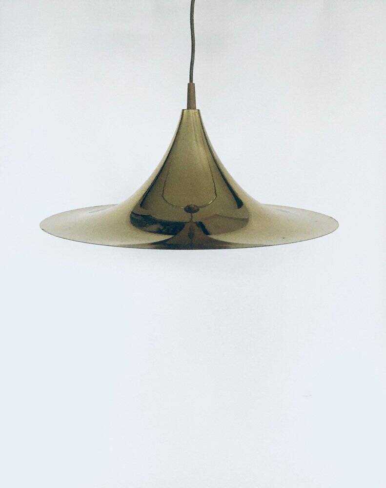 Postmodern Witch Hat Gold Pendant Lamp, 1980s