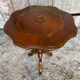 Guéridon Ancien Table Appoint Tripode Bois +  Plateau Marqueterie Vint