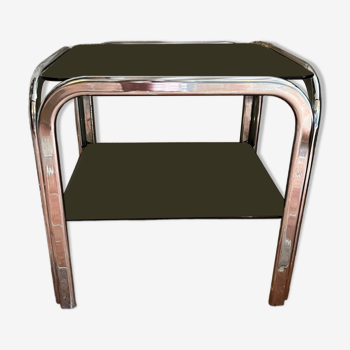 Chrome end table/side table and smoked glass