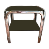 Chrome end table/side table and smoked glass