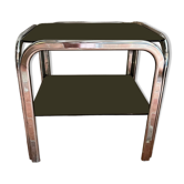Chrome end table/side table and smoked glass