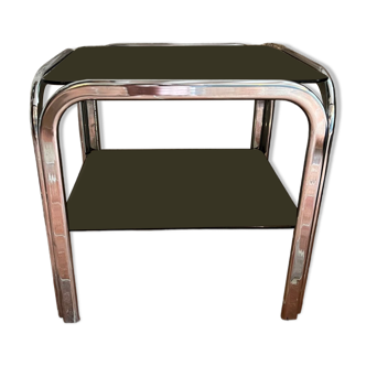 Chrome end table/side table and smoked glass