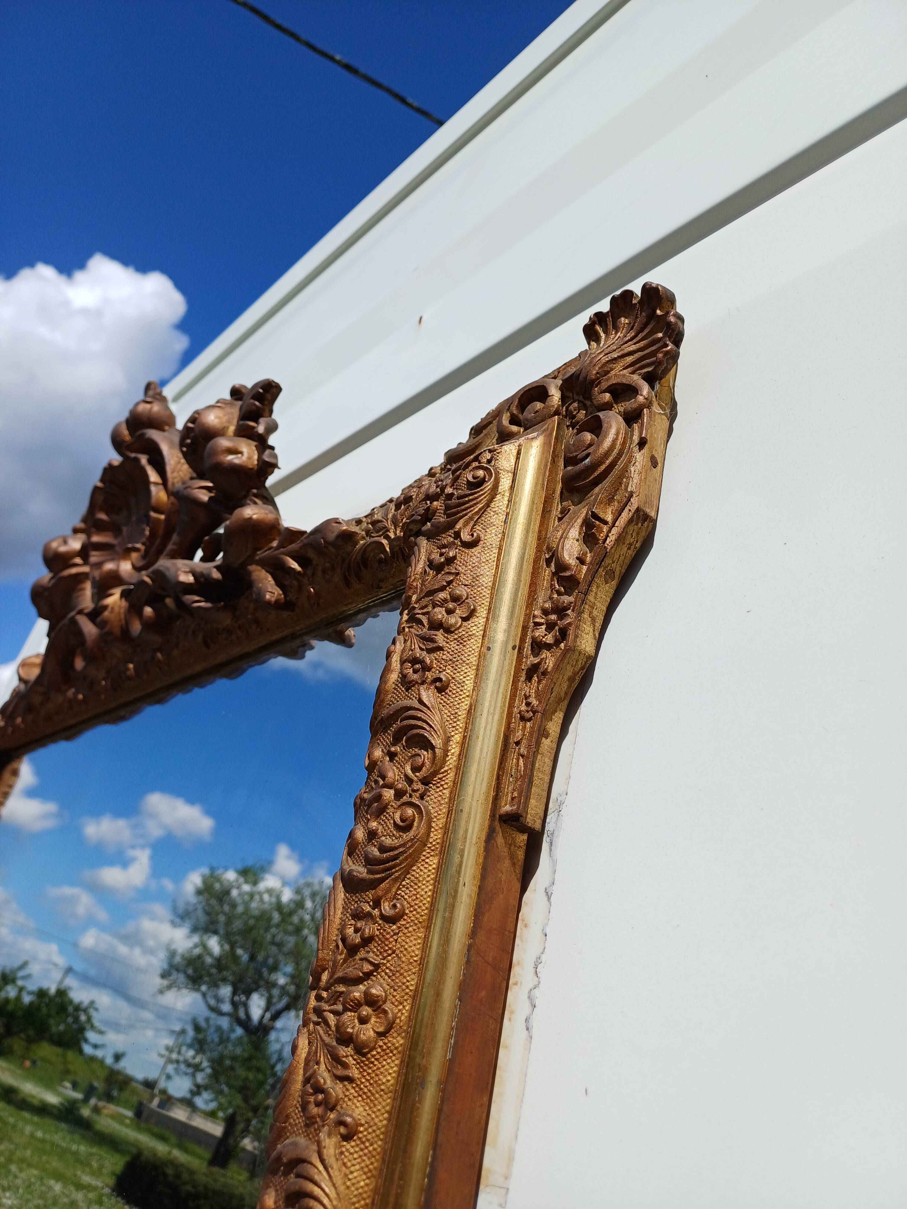 Miroir de Cheminée 19 éme en Bois et Stuk Doré