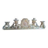 Ancient altar candlestick with cartagloria in gilded wood from the 18th century