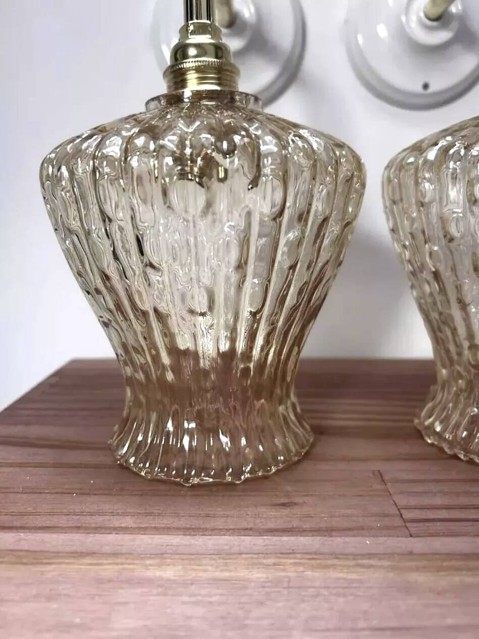 Pair of ceramic and glass wall lights