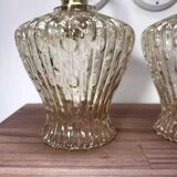 Pair of ceramic and glass wall lights