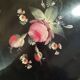 Hand-painted tray in enamelled sheet metal with a bouquet of Napoleon flowers