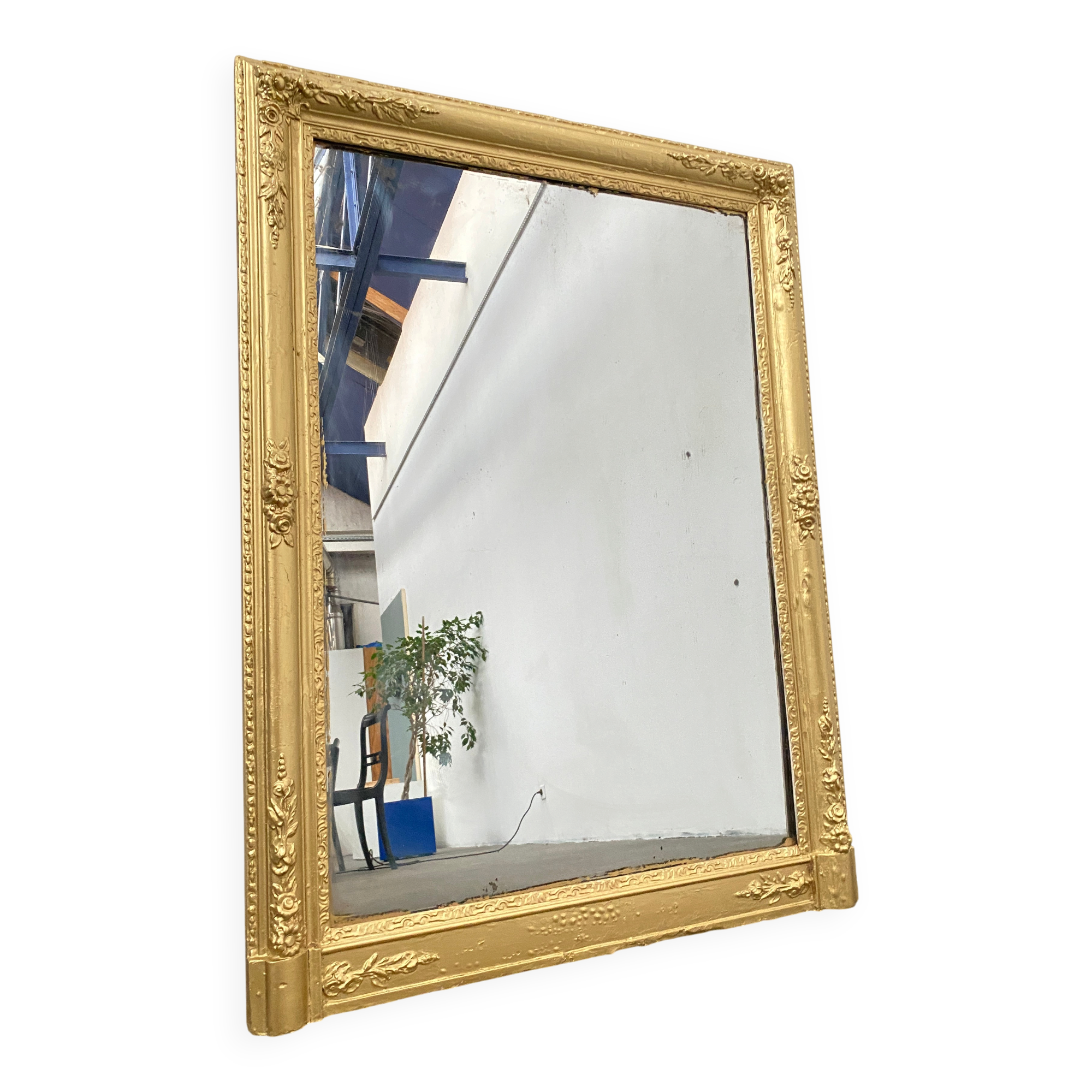 Wooden Stucco and Gilded Mirror, Height 115cm, 19th Century, France