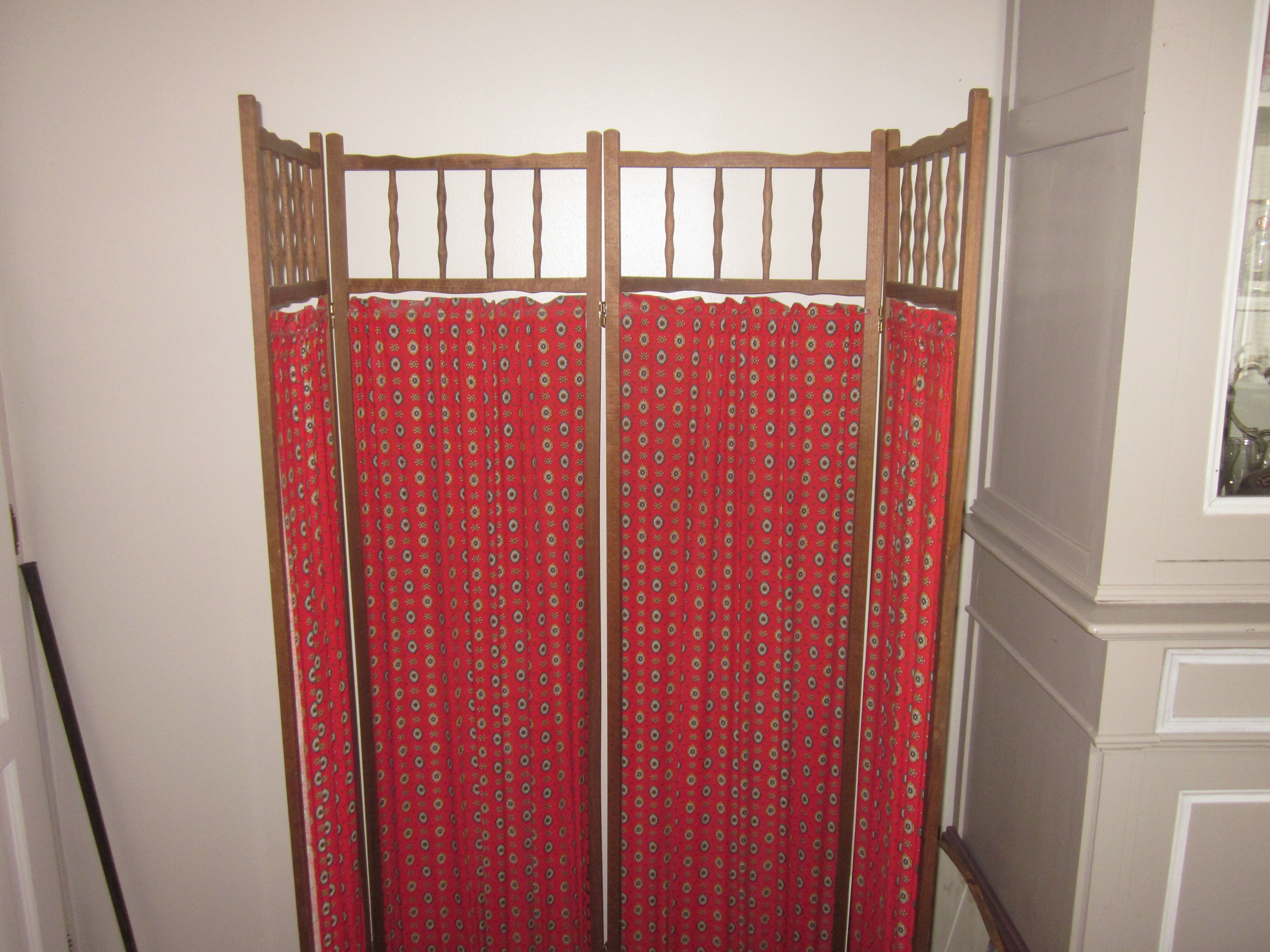 Vintage wood and fabric screen