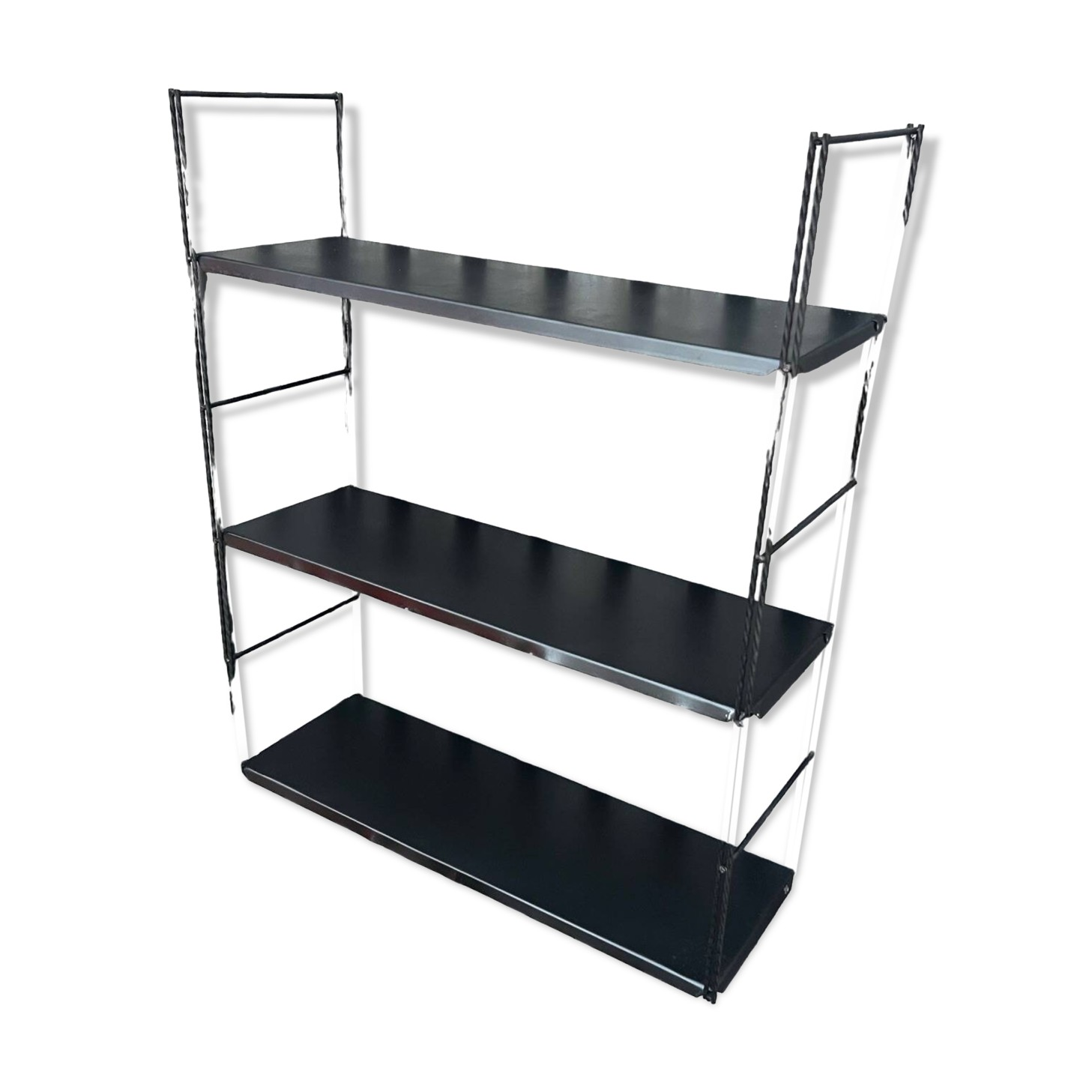 Vintage black metal "string" shelf