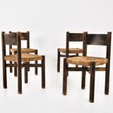 Set of 4 Meribel Chairs by Charlotte Perriand for Steph Simon, 1950s