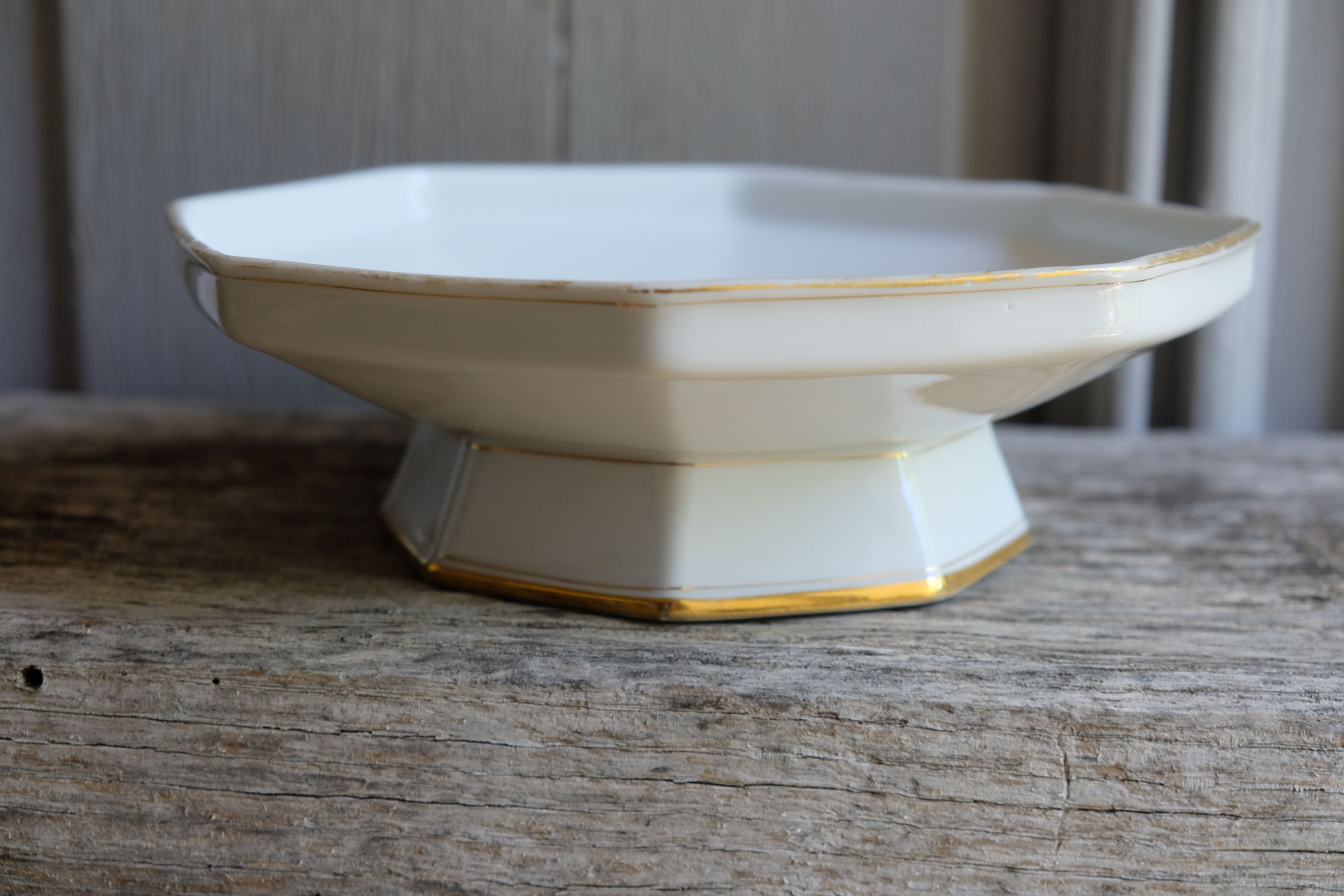 Octagonal porcelain compotier Limoges France