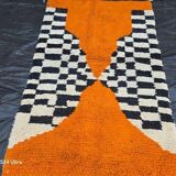 Handmade orange pure wool rug, size 160 x 240 cm