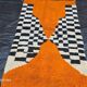Handmade orange pure wool rug, size 160 x 240 cm