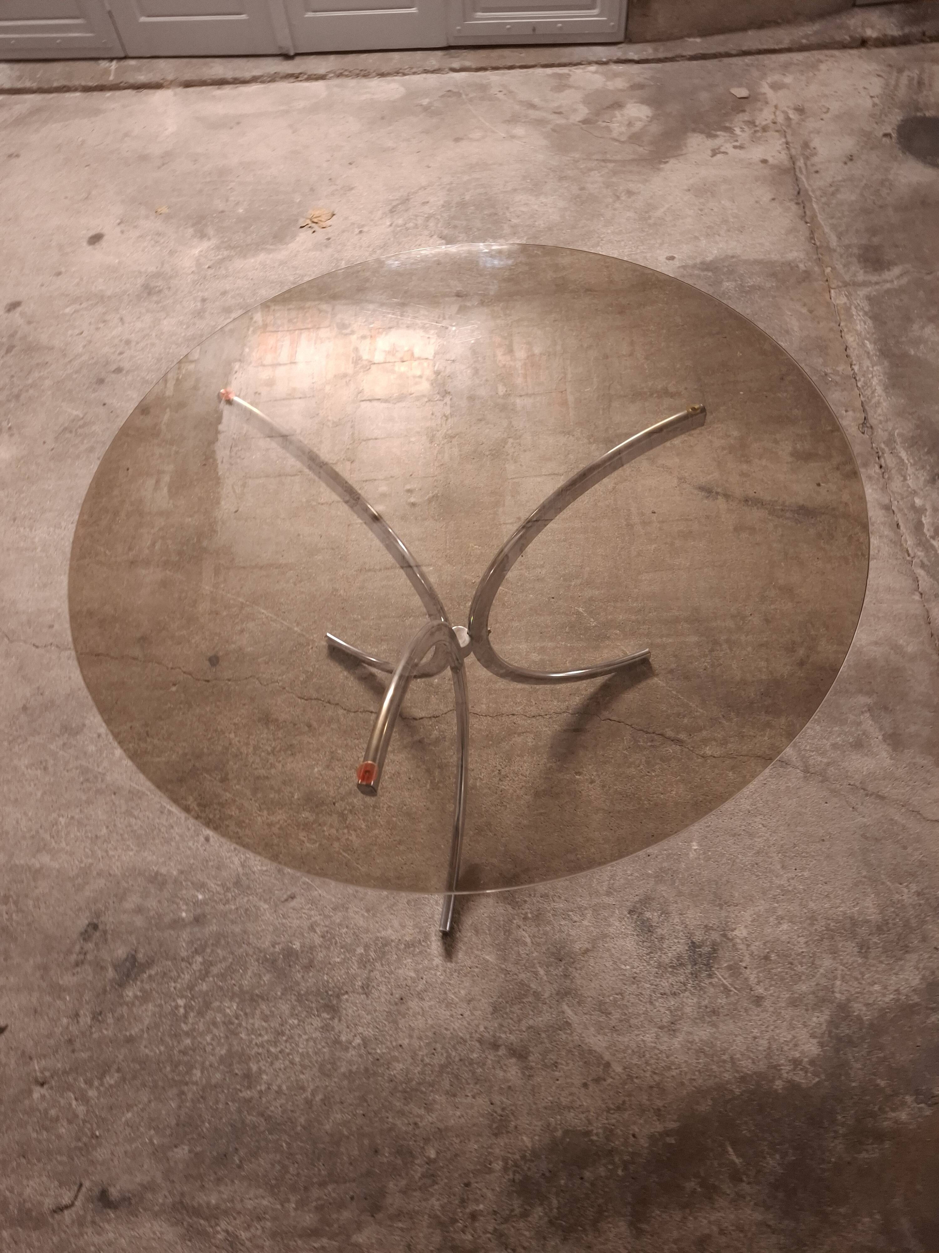 70's table Smoked glass, chrome legs