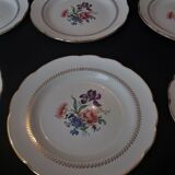 Series of eight flat plates Gien model Florence
