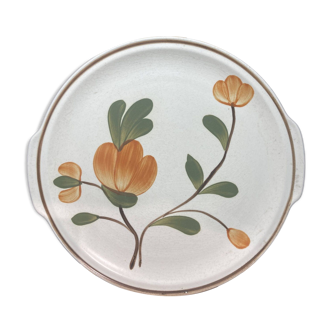 Ceramic serving dish decorated with Gien earthenware flowers