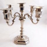 Pair candle chandelier metal silver 5 lights