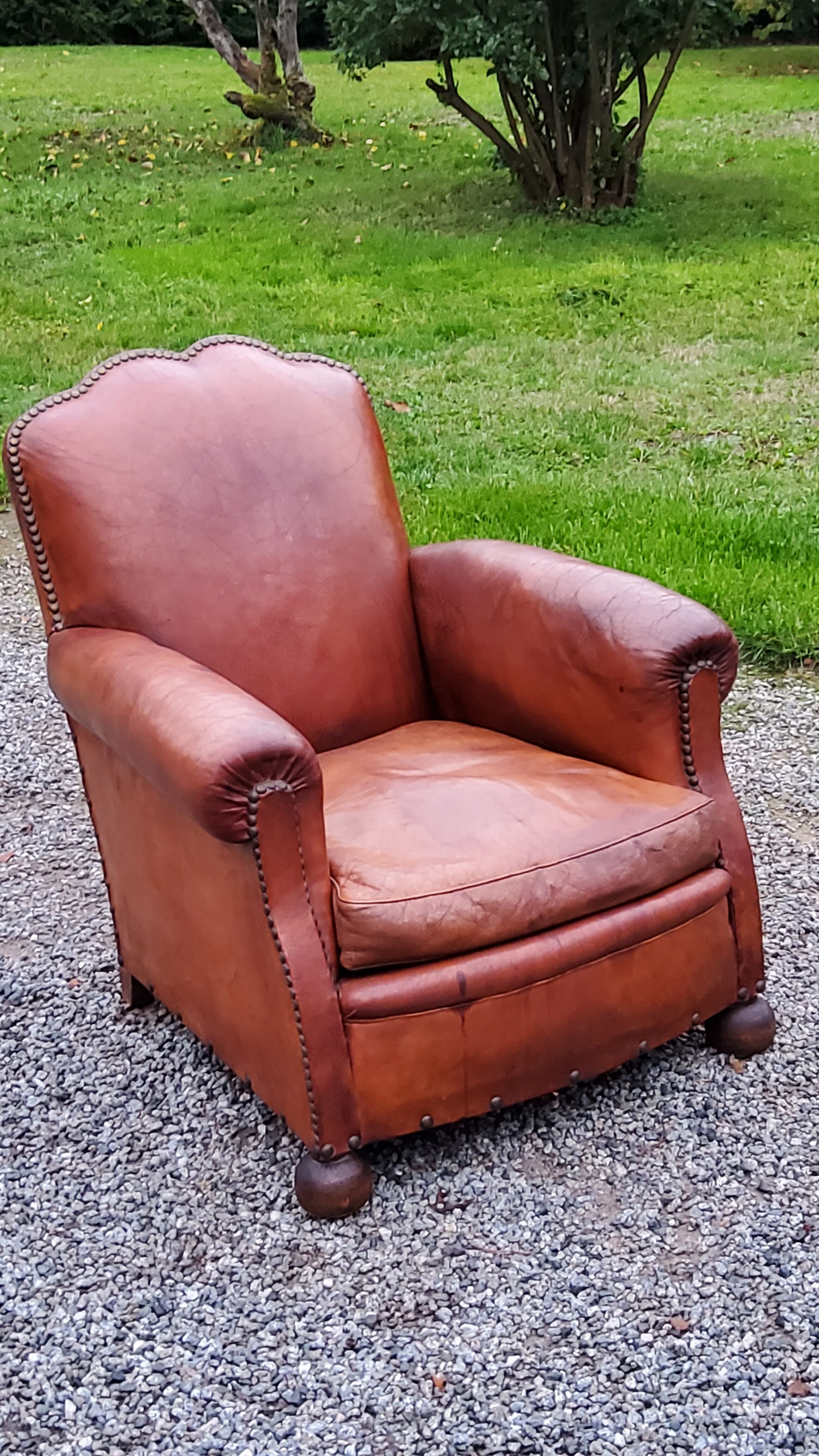 Leather club armchair back mustache from the 30s