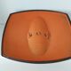 Double casserole in orange cast iron Le Creuset design Raymond Loewy