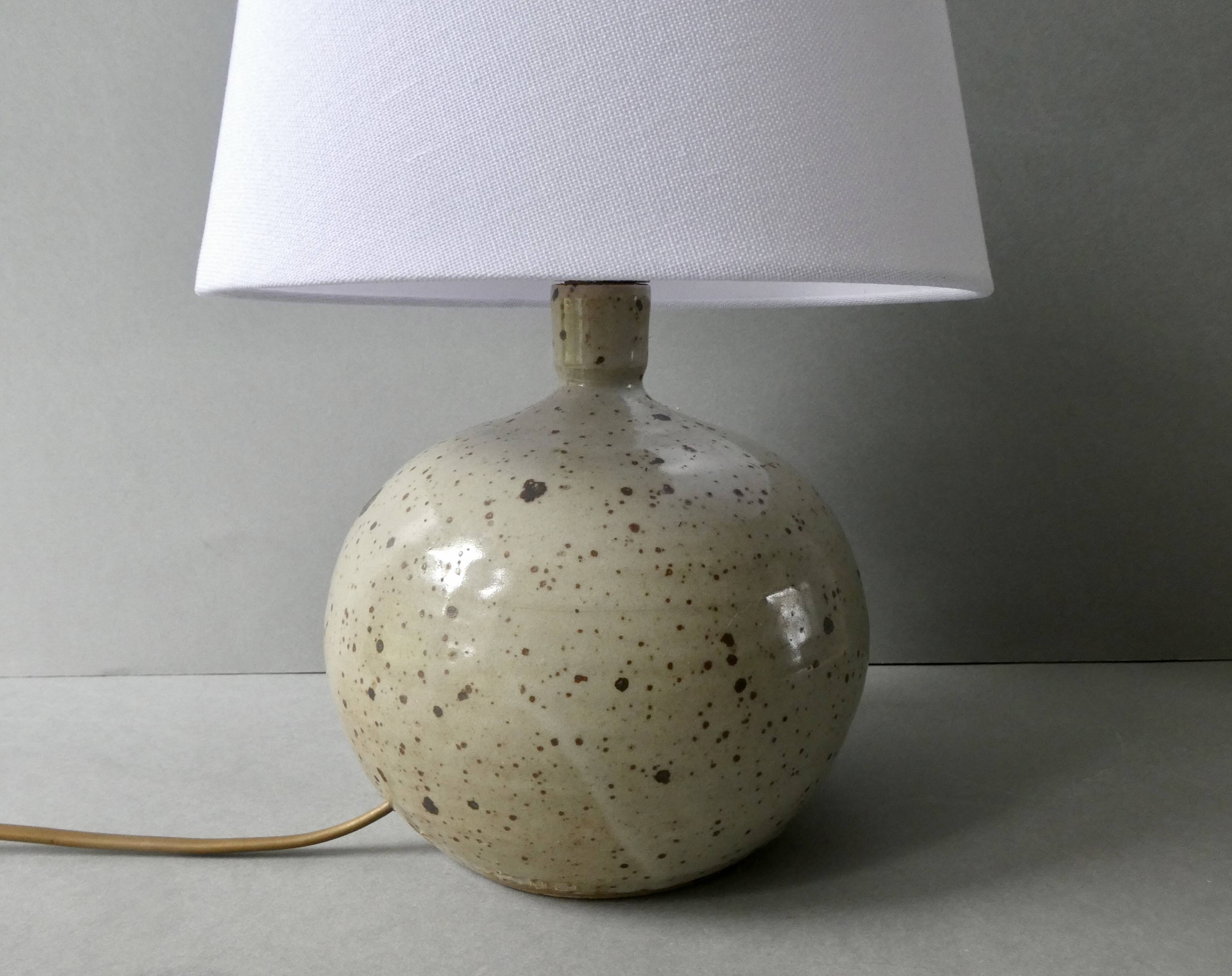 Sandstone ball lamp signed Guy Baudat, 1960s