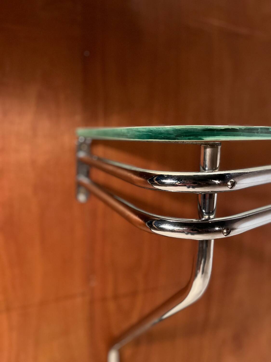 Frosted glass and steel console