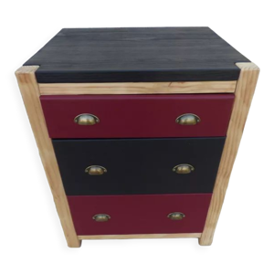 Commode en pin massif trois tiroirs