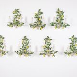 Pairs of lemon tree wall lights in painted sheet metal