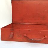 Red metal toolbox with handle