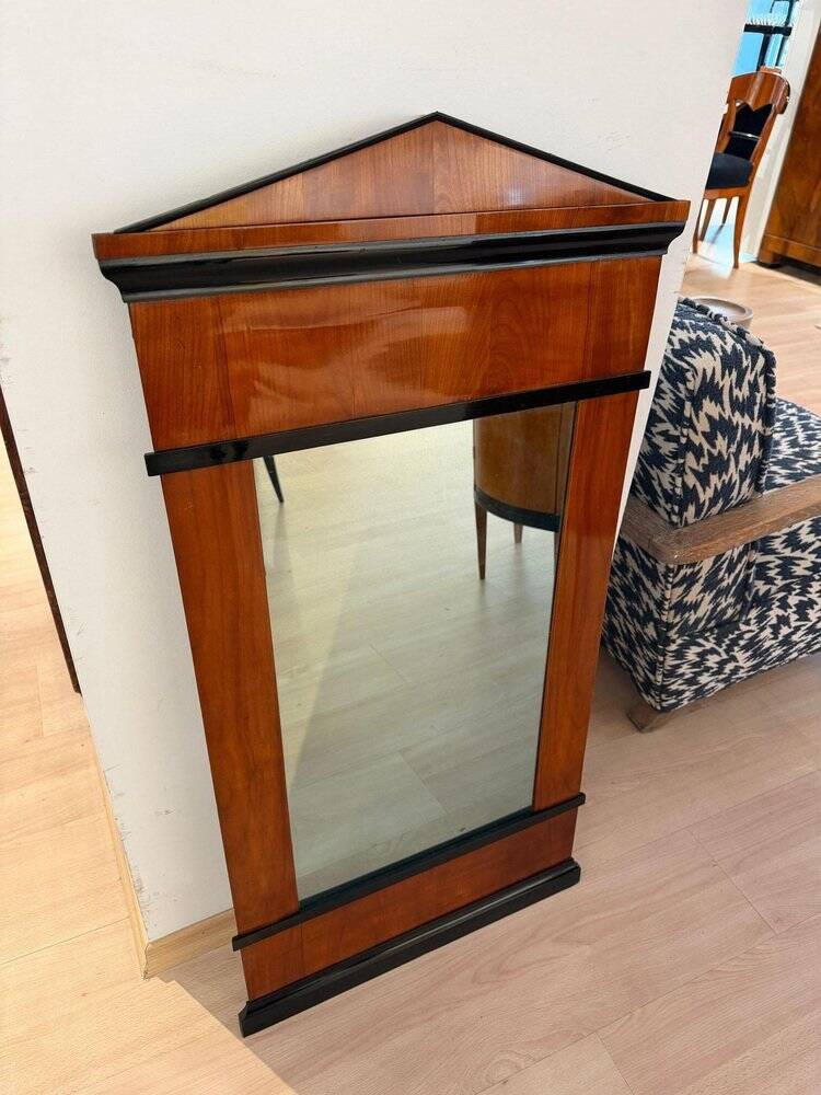 Biedermeier wall mirror with ebonised cherry veneer, South Germany, 1820