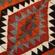 Tapis Kilim tribal rouge et orange fait main