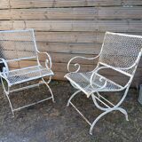 Pair of early 20th century metal garden armchairs