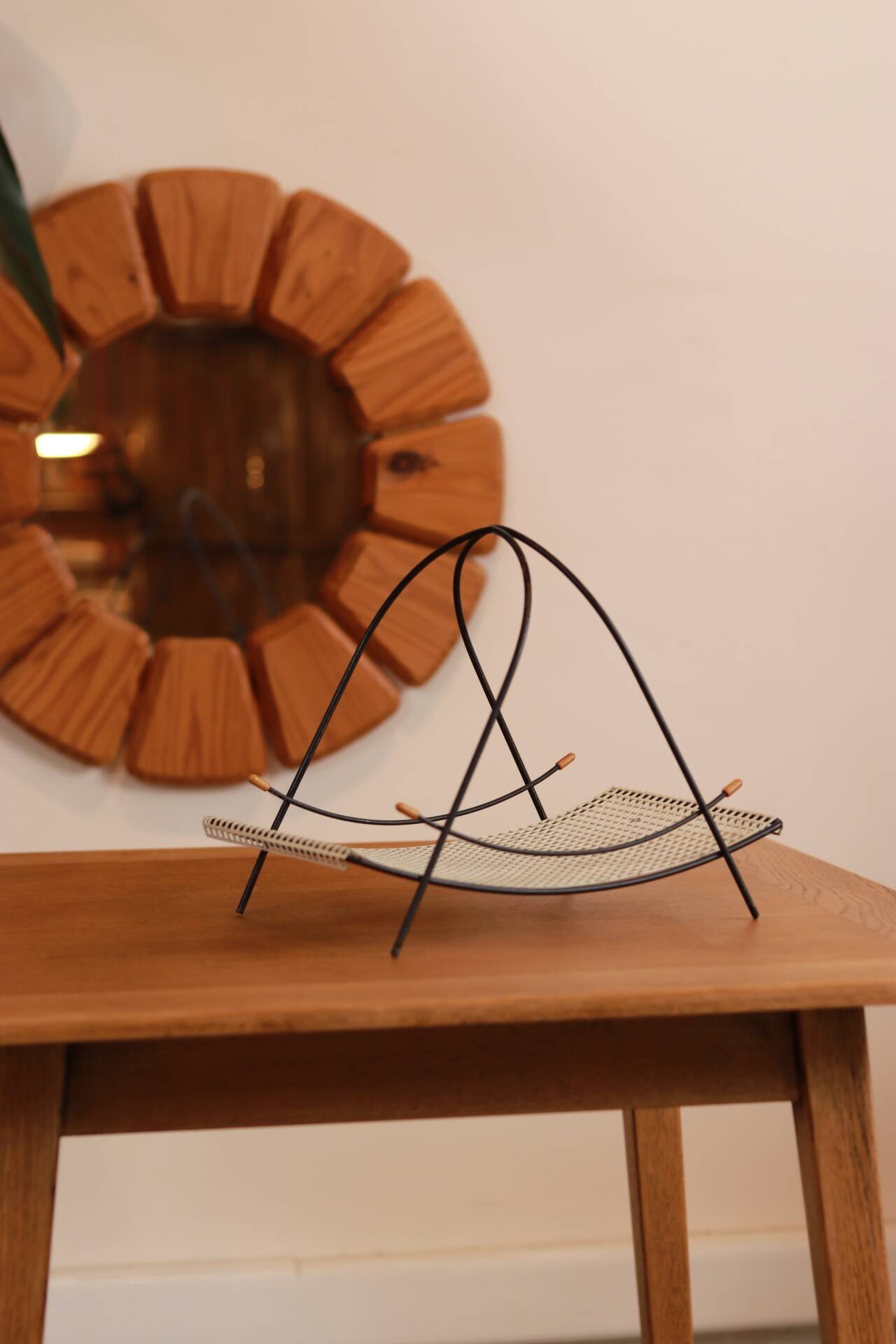 Mid-century perforated metal basket