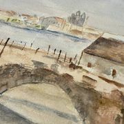 Old painting watercolour Camargue Saintes Maries de la Mer