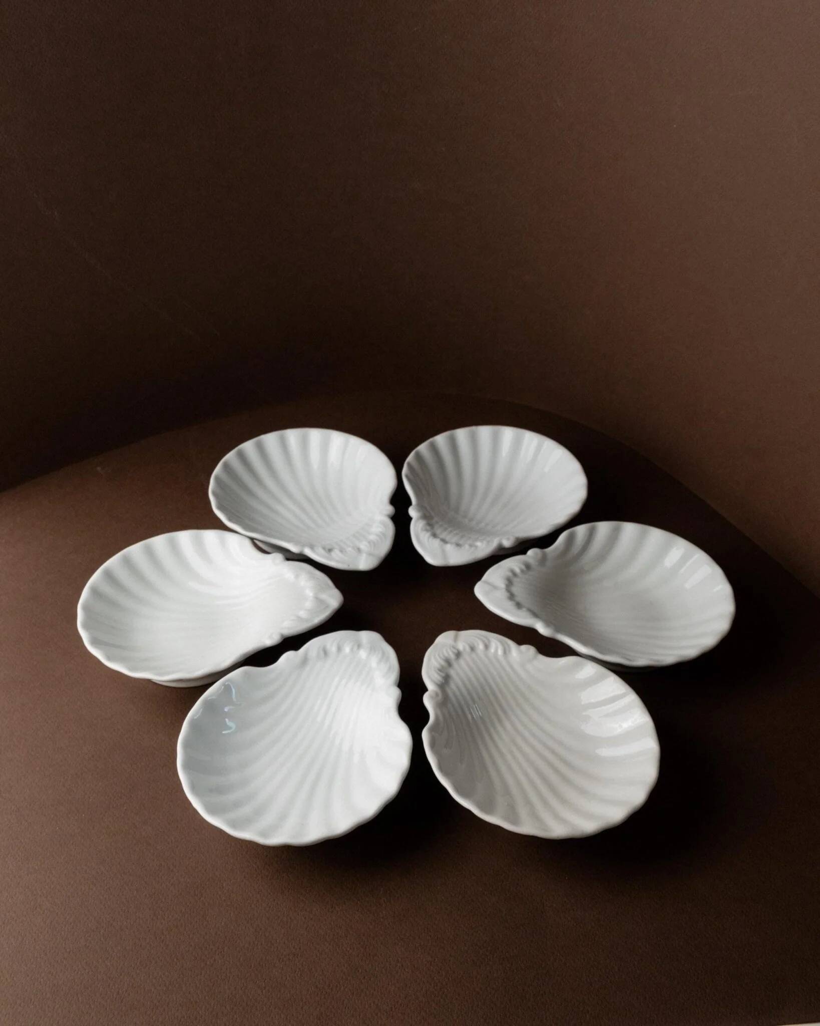 6 vintage ceramic bowls in the shape of a shell - Del Vivo Firenze Italy 1970s