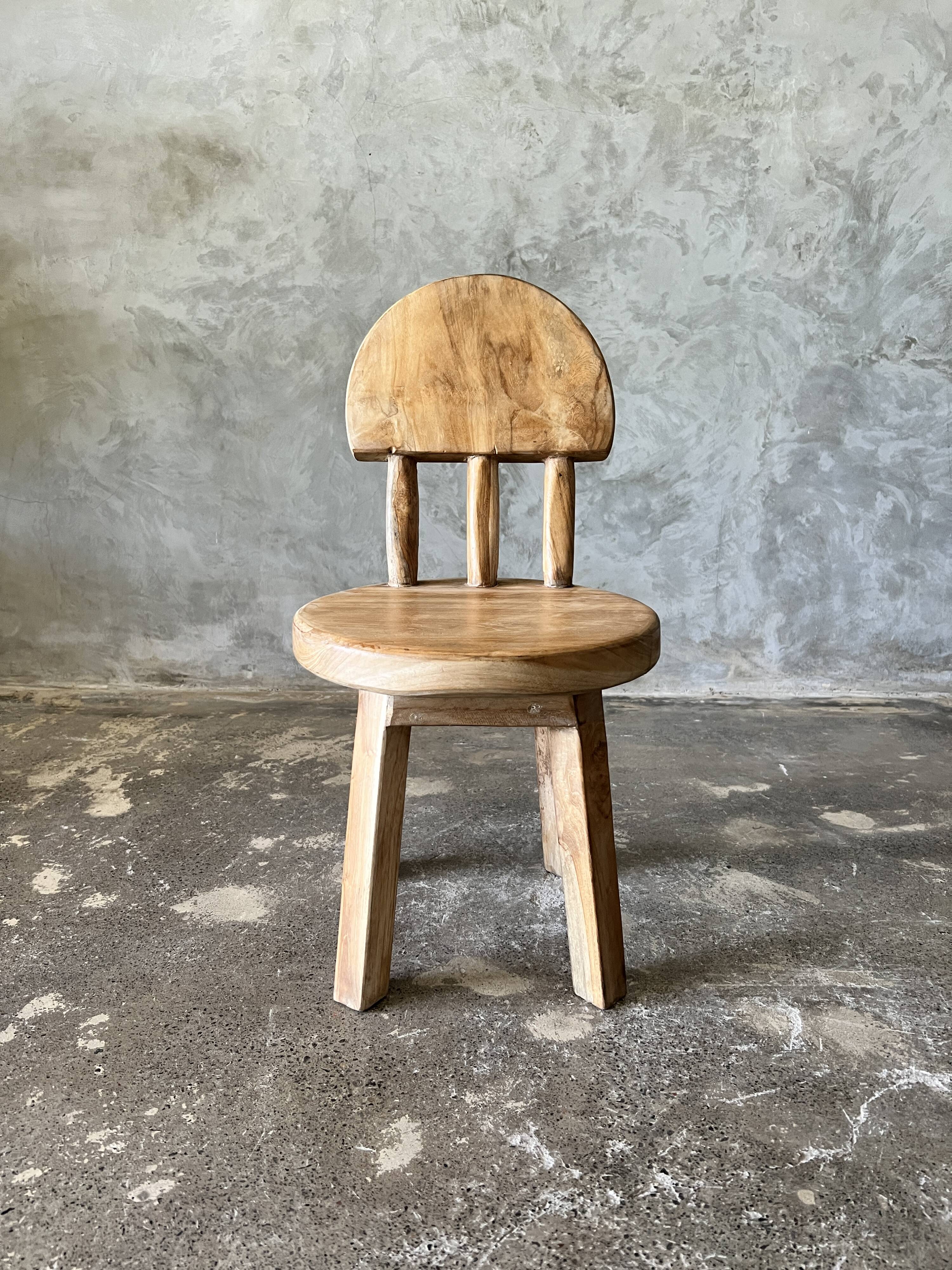 Small child's chair in natural blond teak back with three bars