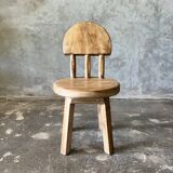 Small child's chair in natural blond teak back with three bars