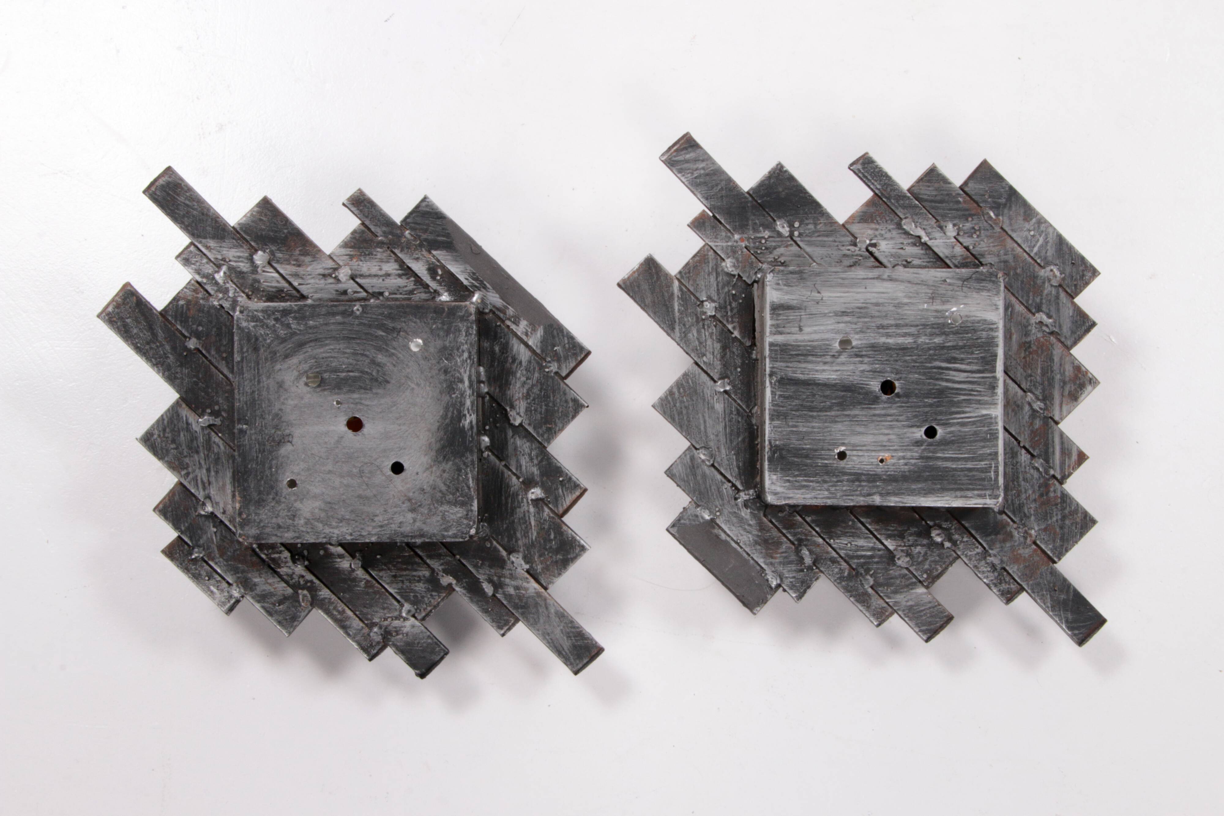 Brutalist wall lamps murano glass by Albano Poli for Poliarte, 70s, set of 2.