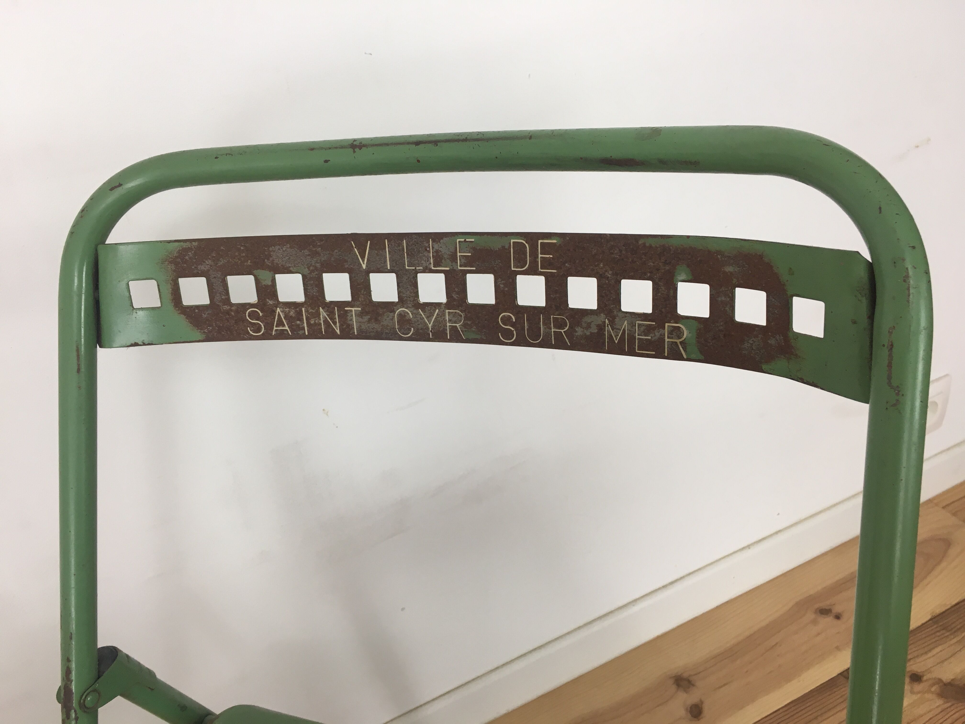 Industrial style metal terrace or garden chairs, folding