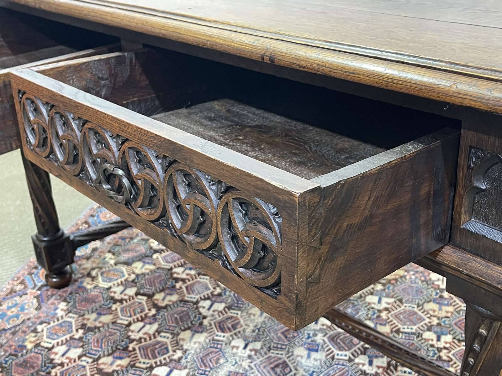 Late 19th century Gothic style oak desk