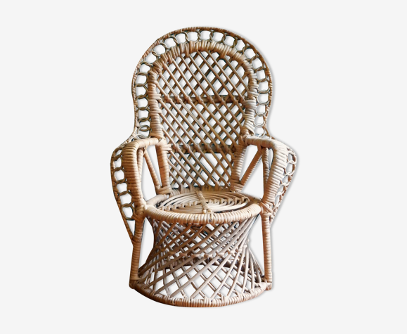 Fauteuil Paon Emmanuelle en rotin pour poupée