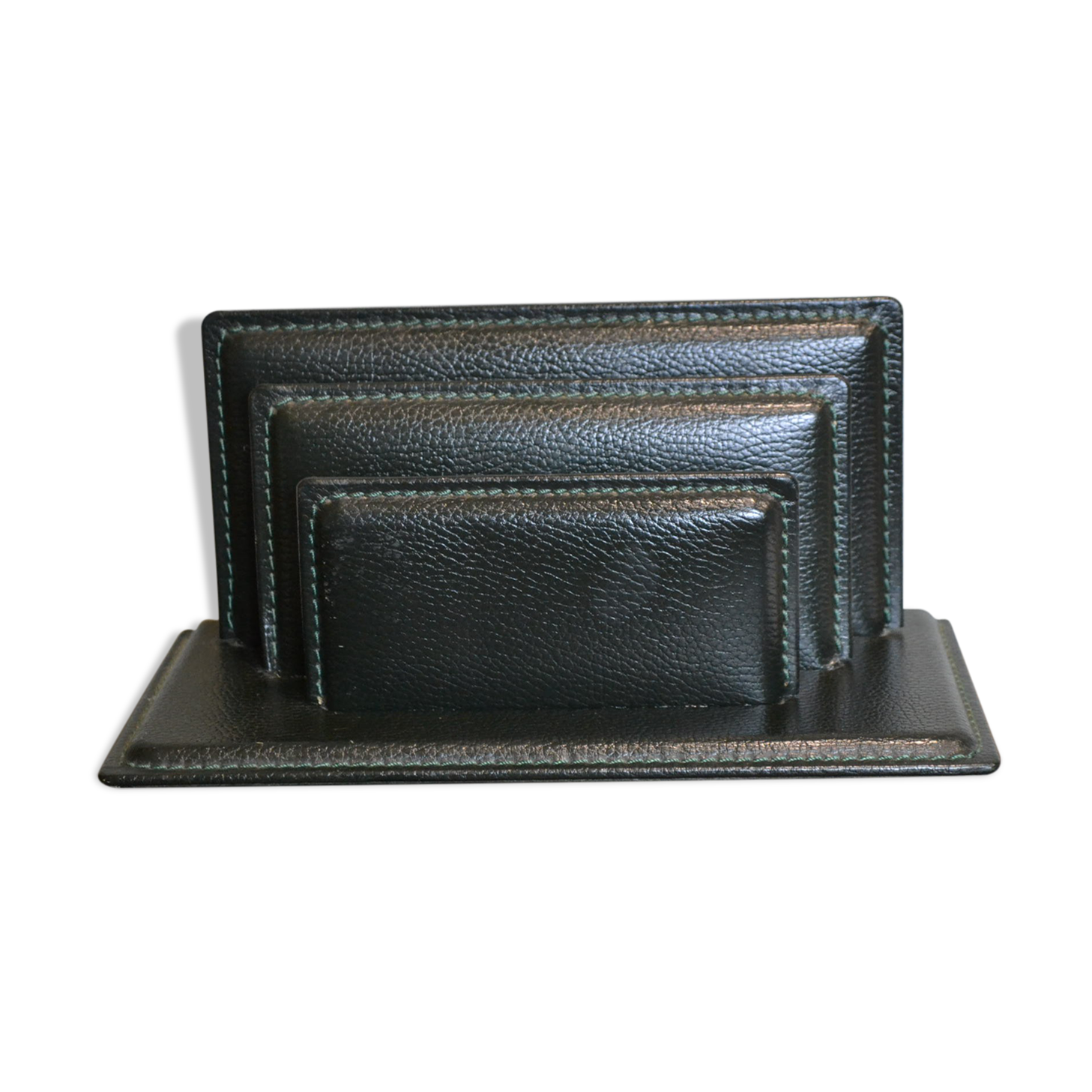 Green leather mail holder the tanner