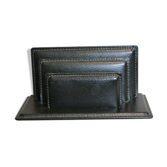 Porte courrier en cuir vert  le tanneur