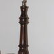 Carved wooden chandelier patinated brown, 3 arms of light