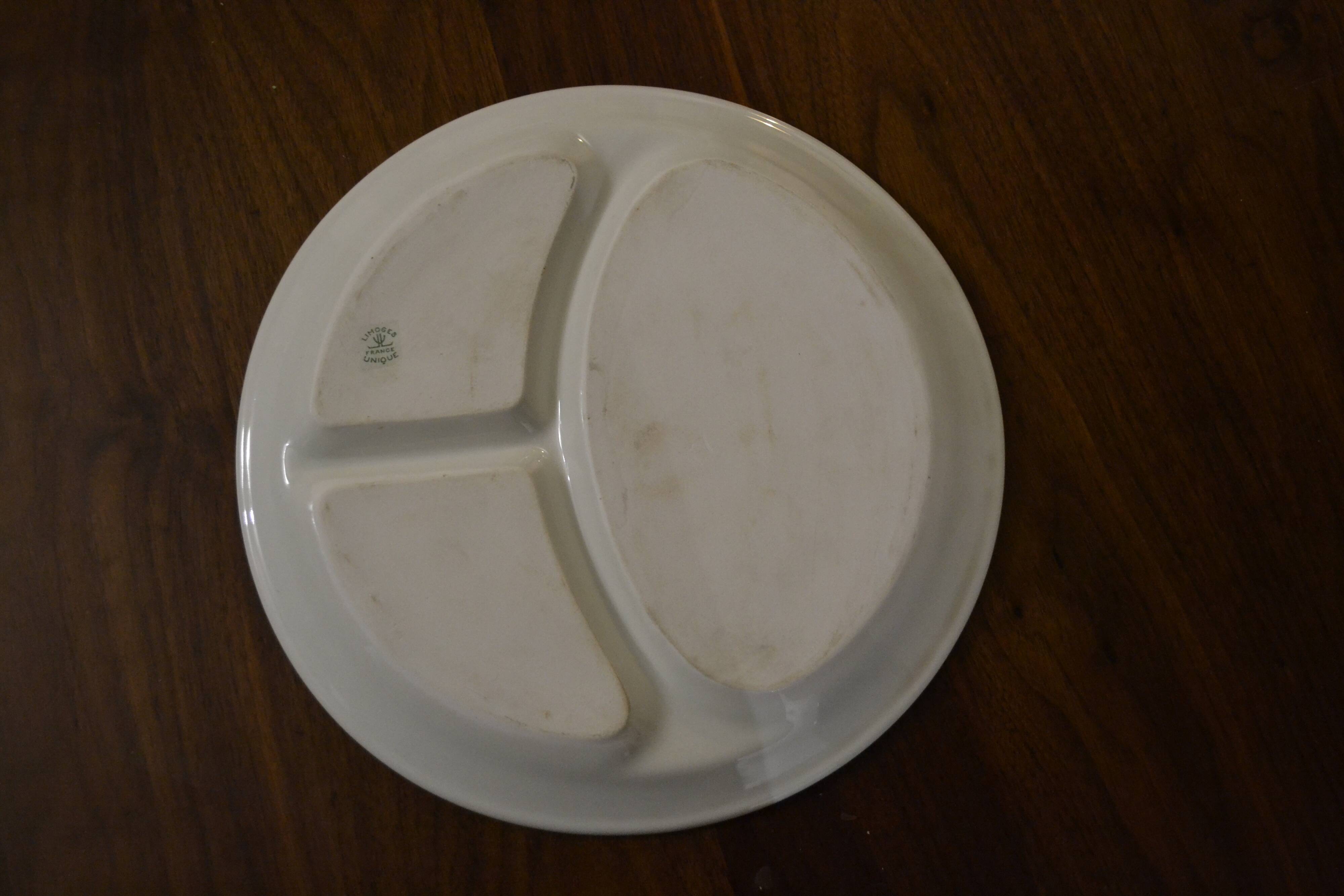 Limoges porcelain compartmented round dish