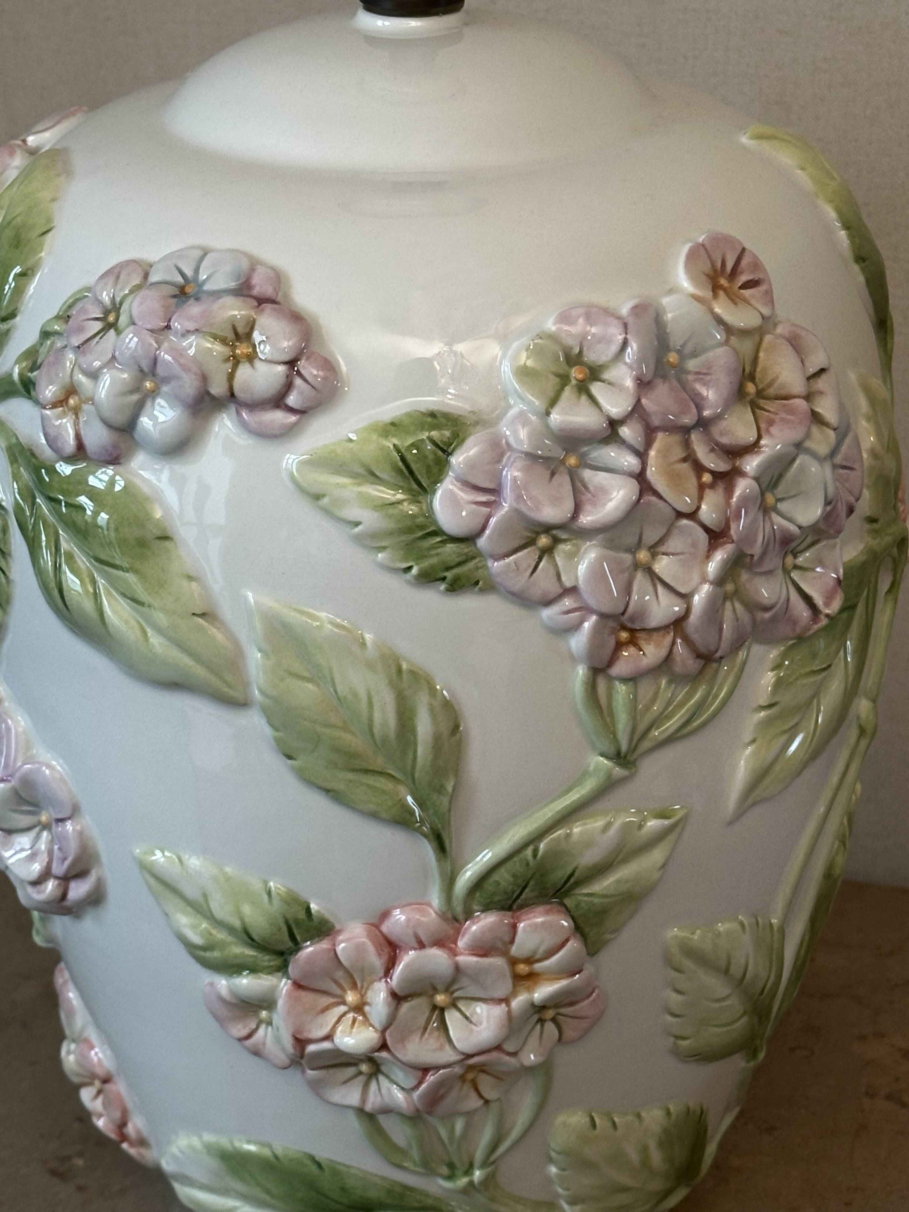 Chaumette Model Hortensias Lamp Base - Barbotine H 40 cm