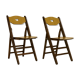 Pair of vintage folding chairs year 50 sculpted backrest.