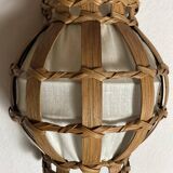 Set of 2 Danish large wood veneer and fabric wall sconces, 1970s