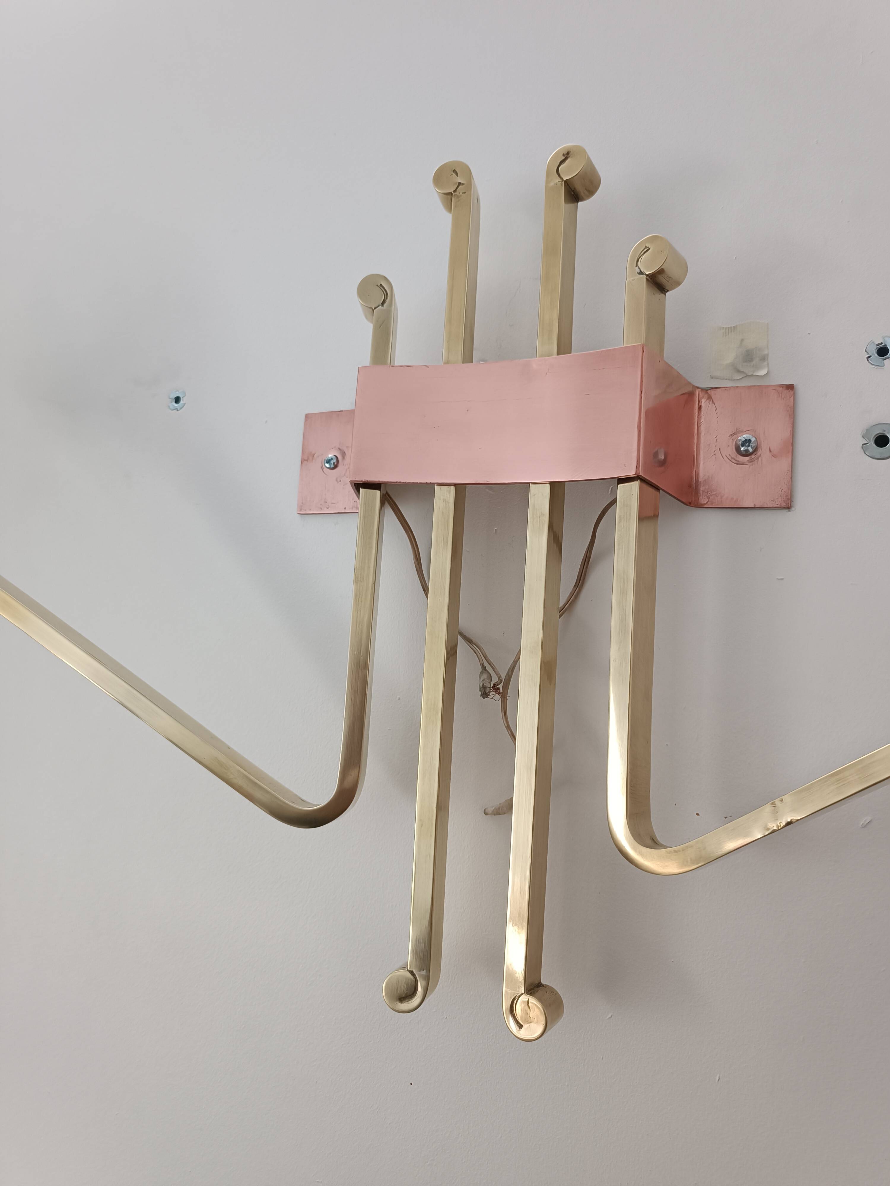 Important wall lamp brass opaline glass 1960s