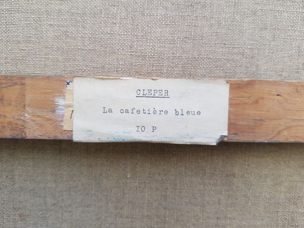 Still life with blue coffee maker